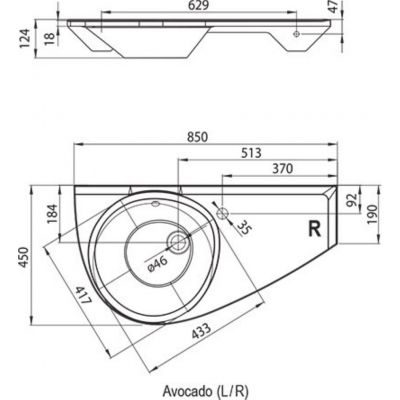 Umywalka 85x45 cm ścienna biała XJ1L1100000 Ravak Avocado