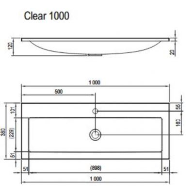 Umywalka 100x38 cm prostokątna meblowa biała XJJ01110000 Ravak Clear