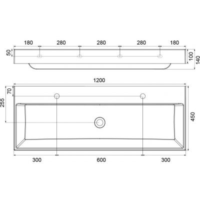 Umywalka 120x45 cm prostokątna meblowa biała XJO01212000 Ravak Natural