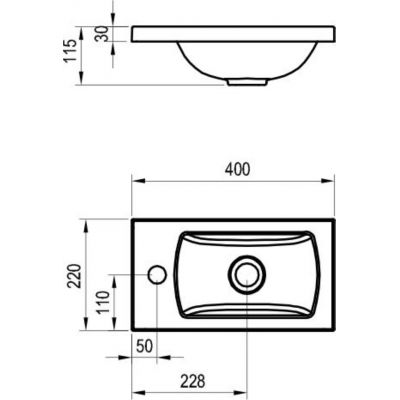 Umywalka 40x22 cm prostokątna meblowa biała XJX01140004 Ravak Classic II