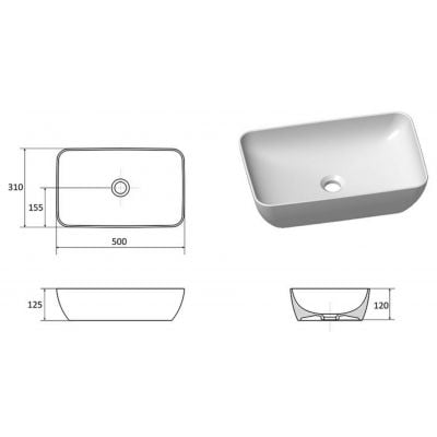 Umywalka 50x31 cm prostokątna nablatowa biała XJX01150001 Ravak Uni