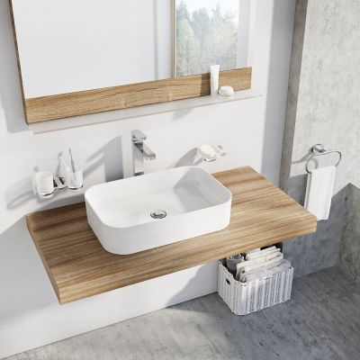 Umywalka 55x37 cm prostokątna nablatowa biała XJX01155002 Ravak Ceramic