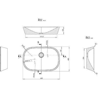 Umywalka 60x40 cm owalna nablatowa biała XJX01160001 Ravak Ceramic