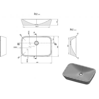 Umywalka 60x40 cm owalna nablatowa biała XJX01160002 Ravak Ceramic