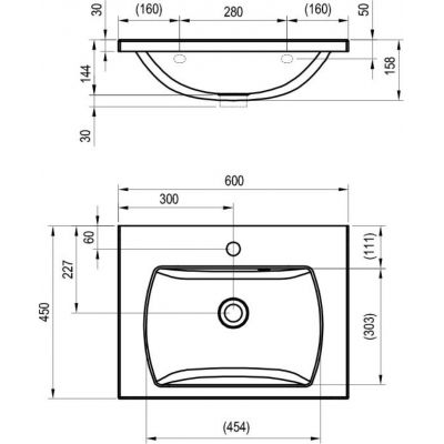 Umywalka 60x45 cm prostokątna meblowa biała XJX01160003 Ravak Classic II