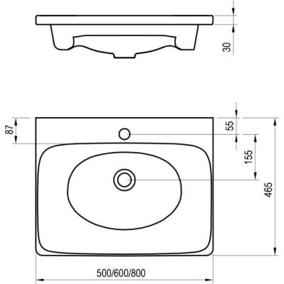Umywalka 80x46.5 cm prostokątna meblowa biała XJX01280000 Ravak Balance