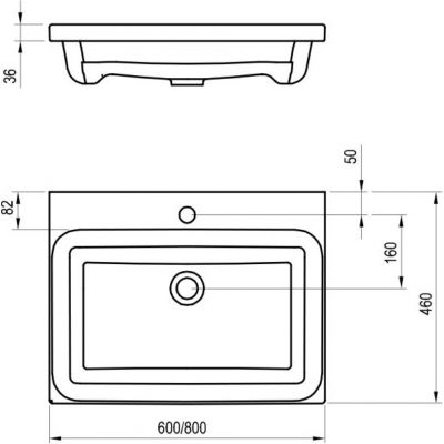 Umywalka 80x46 cm prostokątna meblowa biała XJX01280001 Ravak Comfort
