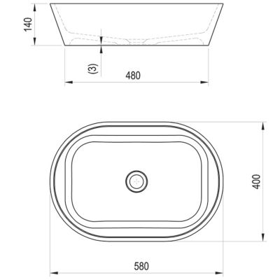 Umywalka 58x40 cm owalna nablatowa biała XJX01358000 Ravak Solo