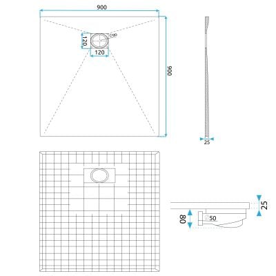 Brodzik kwadratowy 90x90 cm biały REAK3909 Rea Magnum