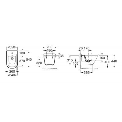Bidet wiszący biały A357476S00 Roca Gap Square