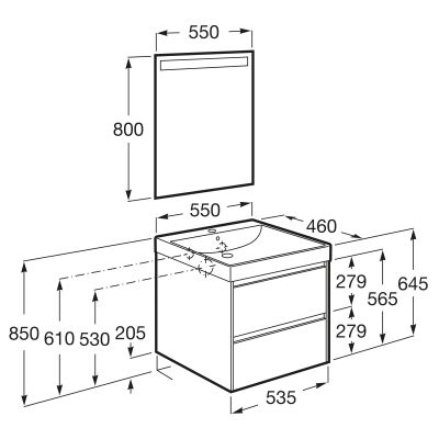 Umywalka z szafką 55 cm biała A851687509 Roca Ona