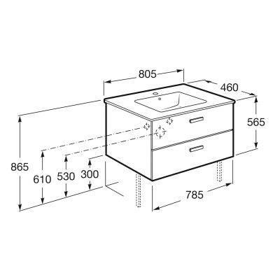 Umywalka z szafką 80 cm biała A855852806 Roca Victoria