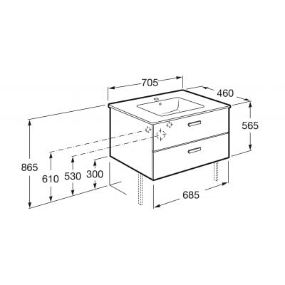 Umywalka z szafką 70 cm biała A855853806 Roca Victoria