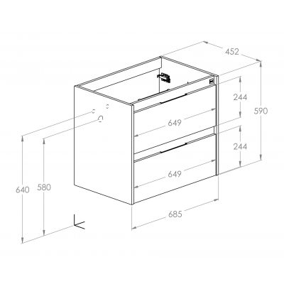 Szafka 45.2x68.5x59 cm podumywalkowa wisząca czarna A857864532 Roca Alpine