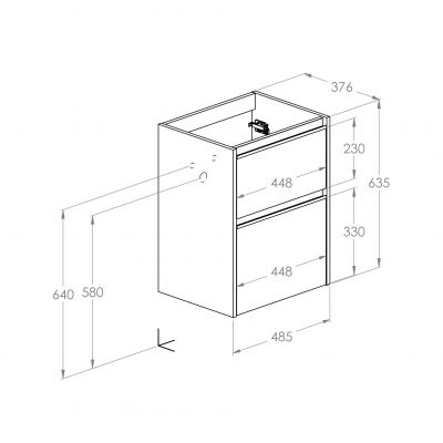Szafka 48.5x37.6x63.5 cm podumywalkowa wisząca dąb A857907464 Roca Gap Pro