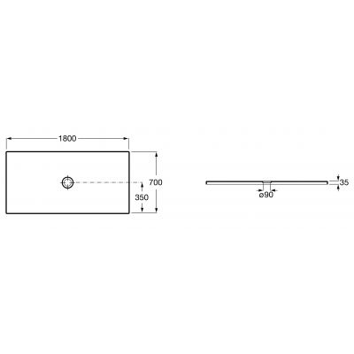 Brodzik prostokątny 180x70 cm perłowy A3740L1630 Roca Cratos