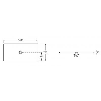 Brodzik prostokątny 140x70 cm onyks A3740L5640 Roca Cratos