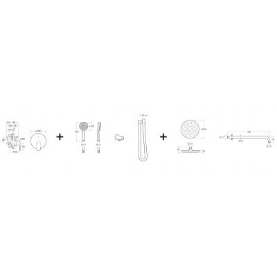 Zestaw prysznicowy podtynkowy z deszczownicą czarny A5D186ENB0 Roca Cala