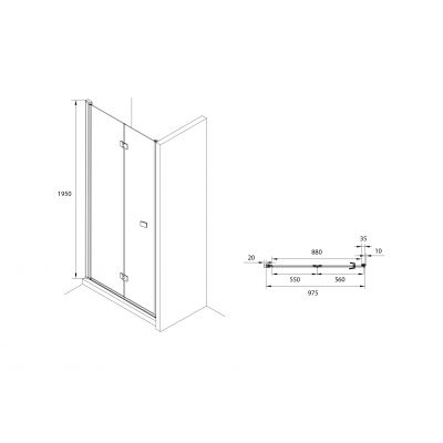 Drzwi prysznicowe 100 cm składane chrom połysk/szkło przezroczyste AM4510012M Roca Capital