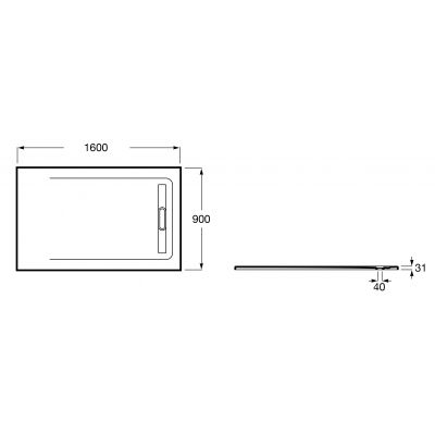 Brodzik prostokątny AP60164038401640 Roca Aquos