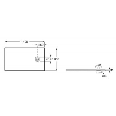 Brodzik prostokątny 140x80 cm szary APE0157832003200 Roca Magma
