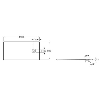 Brodzik prostokątny 150x80 cm perłowy APE015DC32003630 Roca Magma