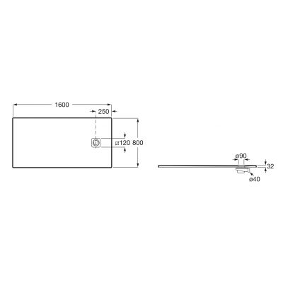 Brodzik prostokątny 160x80 cm biały APE0164032003100 Roca Magma