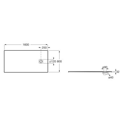 Brodzik prostokątny 160x80 cm czarny APE0164032003400 Roca Magma