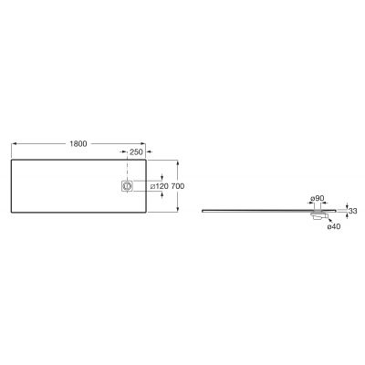 Brodzik prostokątny 180x70 cm kawowy APE017082BC03660 Roca Magma