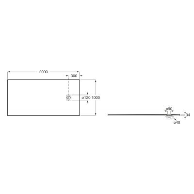 Brodzik prostokątny 200x100 cm biały APE017D03E803100 Roca Magma