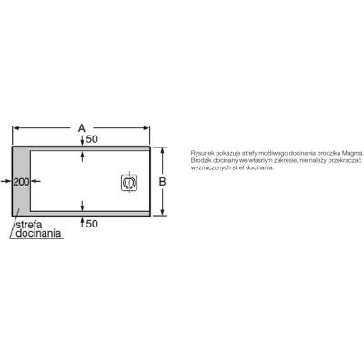 Brodzik prostokątny 170x90 cm onyx APE016A438403640 Roca Magma