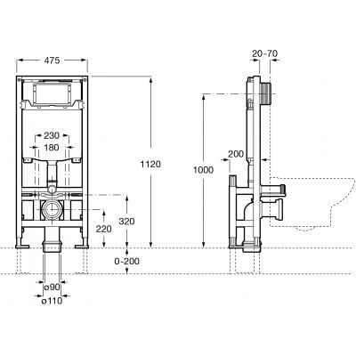 Stelaż podtynkowy do miski wc wiszącej A890077020 Roca Duplo