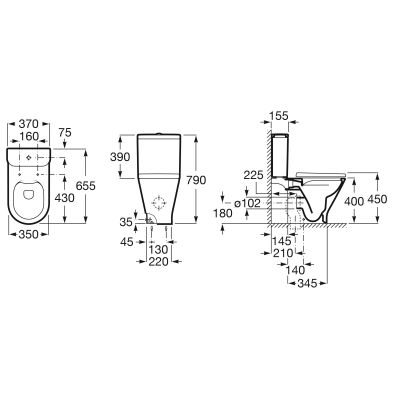 Miska kompakt WC biały A3420N8000 Roca Gap Round