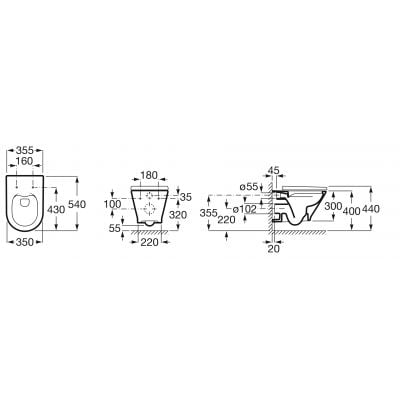 Miska WC wisząca bez kołnierza biały A3460NL000 Roca Gap Round