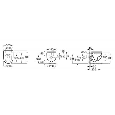 Miska WC wisząca bez kołnierza biały A346244S00 Roca Meridian