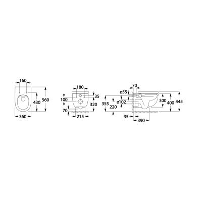 Miska WC wisząca bez kołnierza biały A34624L000 Roca Meridian