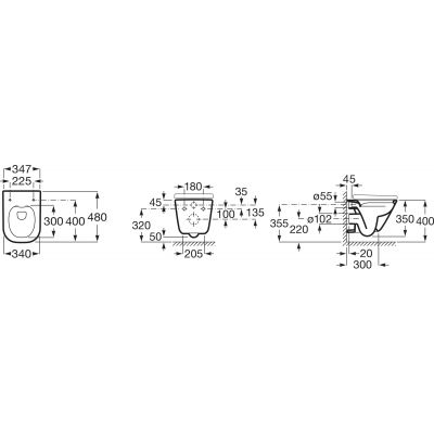 Miska WC wisząca bez kołnierza biały A34647A000 Roca Gap Square