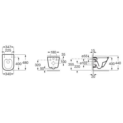 Miska WC wisząca bez kołnierza biały A34647AS00 Roca Gap