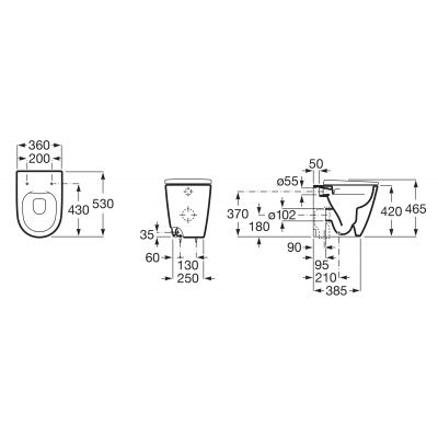 Miska WC stojąca bez kołnierza biały A347687000 Roca Ona