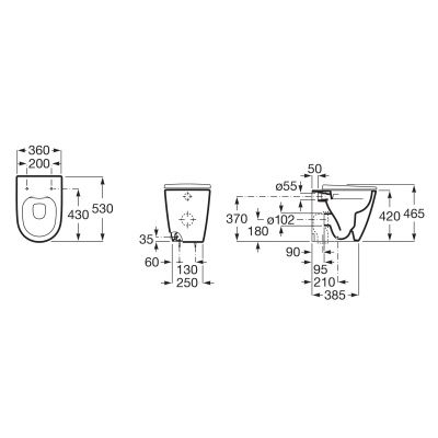 Miska WC stojąca bez kołnierza biały A347687S00 Roca Ona