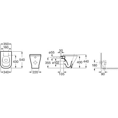 Miska WC stojąca bez kołnierza biały A347737000 Roca Gap