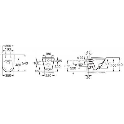 Zestaw miska + deska wolnoopadająca A34H0N2000 Roca Gap Round