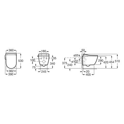 Toaleta myjąca wisząca bez kołnierza biała A803150S01 Roca Ona