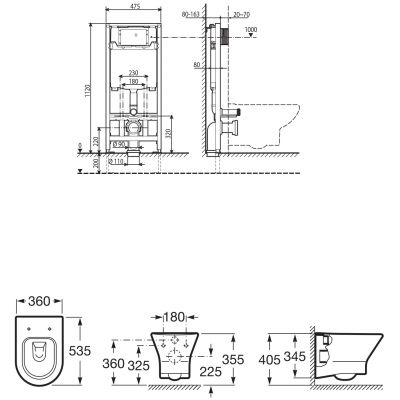 Zestaw WC stelaż + miska + deska A893104460 Roca Nexo