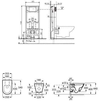 Zestaw WC stelaż + miska + deska A893104470 Roca Gap Round