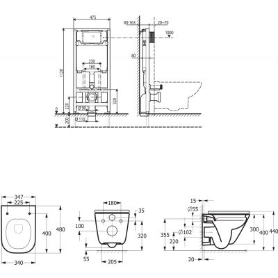 Zestaw miska z deską i stelaż A893104510 Roca Gap Square