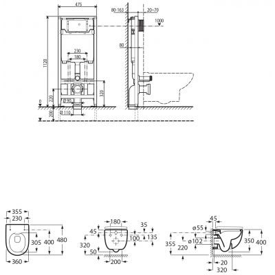 Zestaw WC stelaż + miska + deska A893104530 Roca Meridian