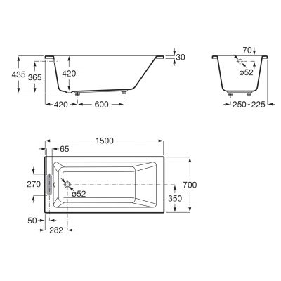 Wanna prostokątna 150x70 cm biała A248548000 Roca Vythos