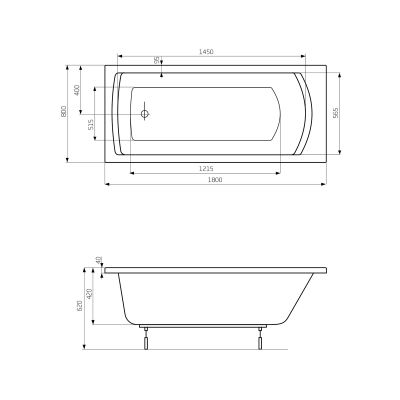 Wanna prostokątna 180x80 cm biała A24T058000 Roca Linea