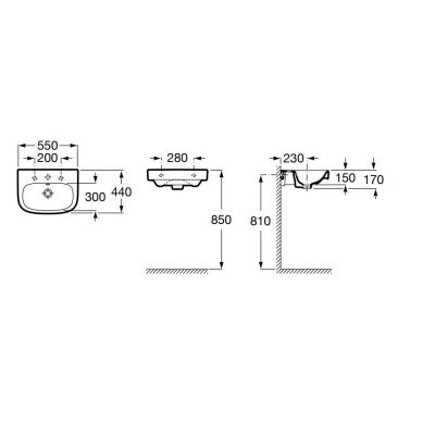 Umywalka 55x44 cm półokrągła ścienna biała A325995000 Roca Debba